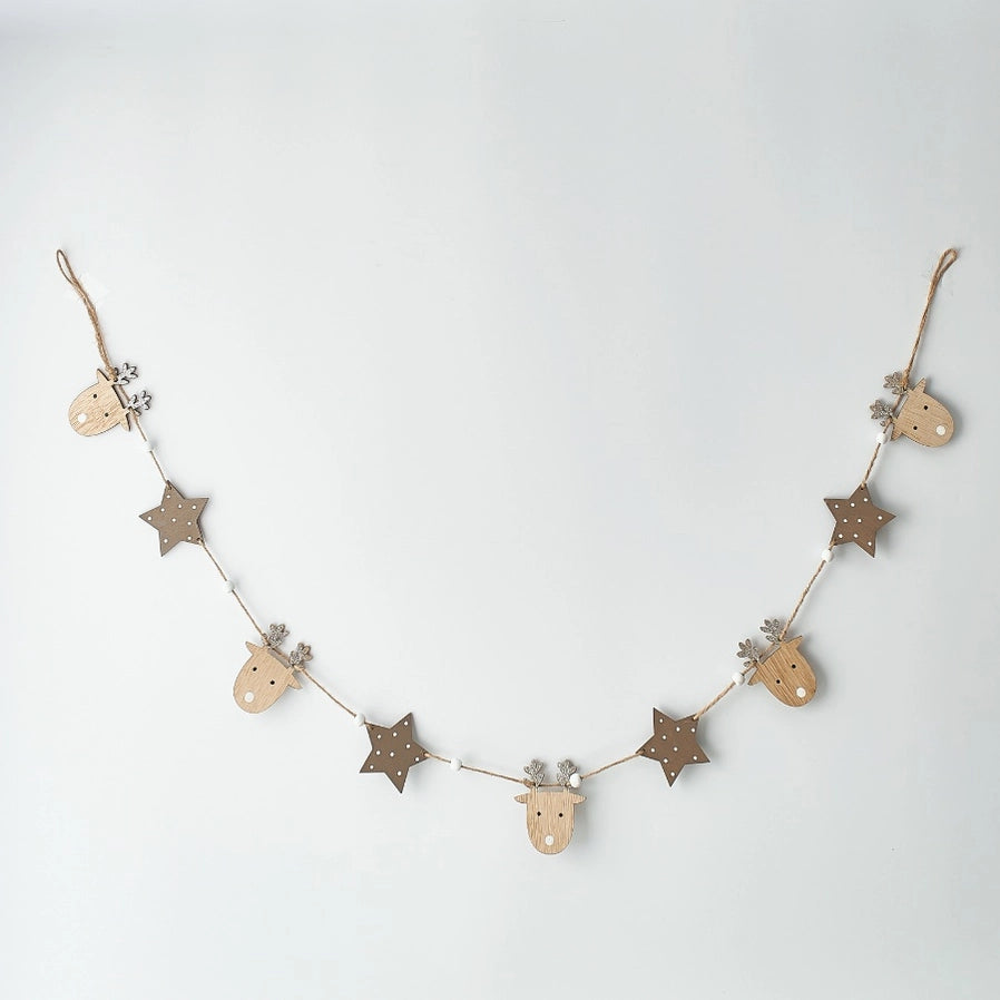 Gainsborough Giftware - Natural Reindeer Wood Garland - Mabel & Fox