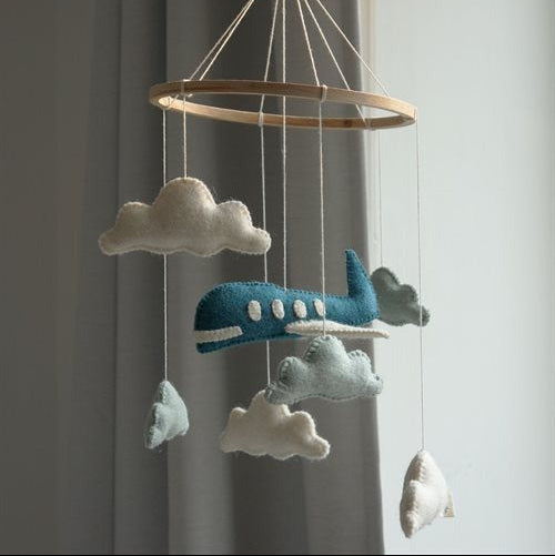 Gamcha - Baby Cot Mobile - Blue Big Air Plane - Mabel & Fox