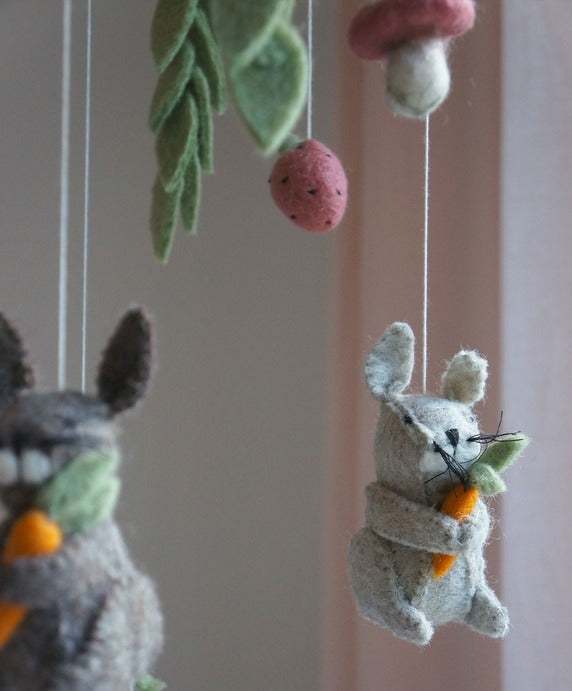 Gamcha - Baby Cot Mobile - Rabbit & Leaves - Mabel & Fox
