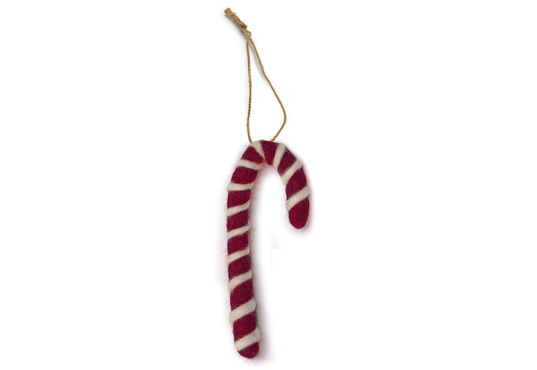 Gamcha - Handmade Christmas Decoration - Dark Red & White Candy Cane - Mabel & Fox