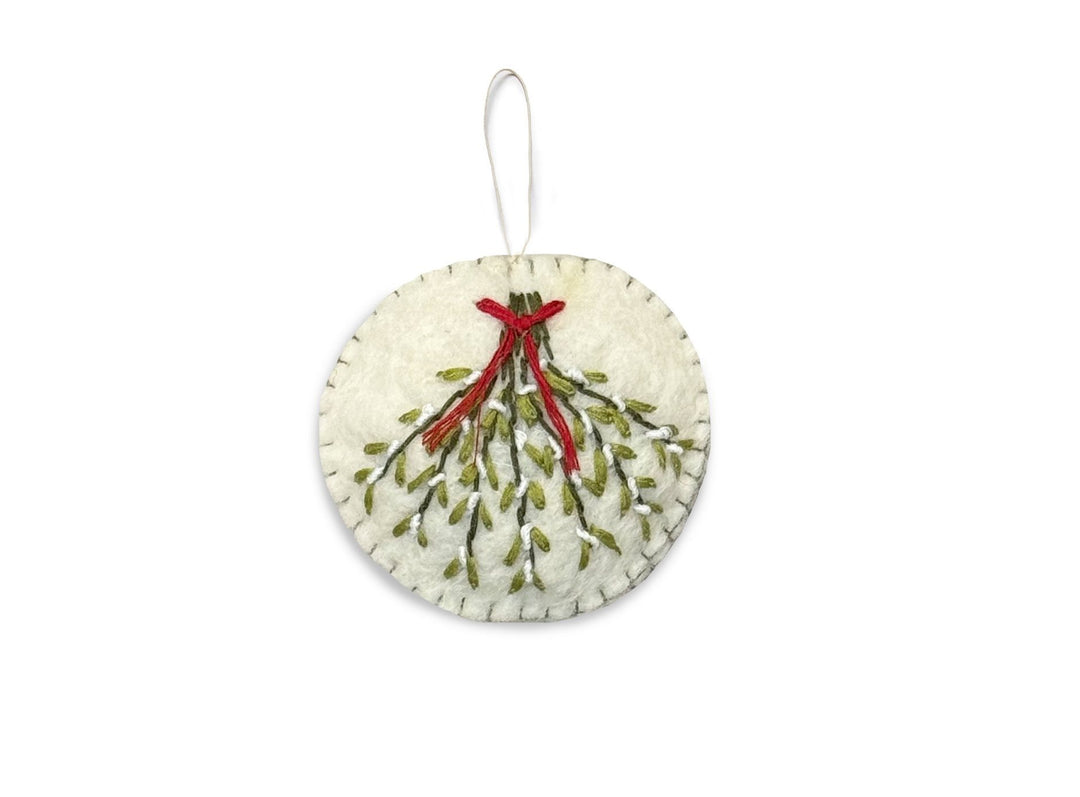 Gamcha - Handmade Christmas Decoration - Embroidered Mistletoe - Mabel & Fox
