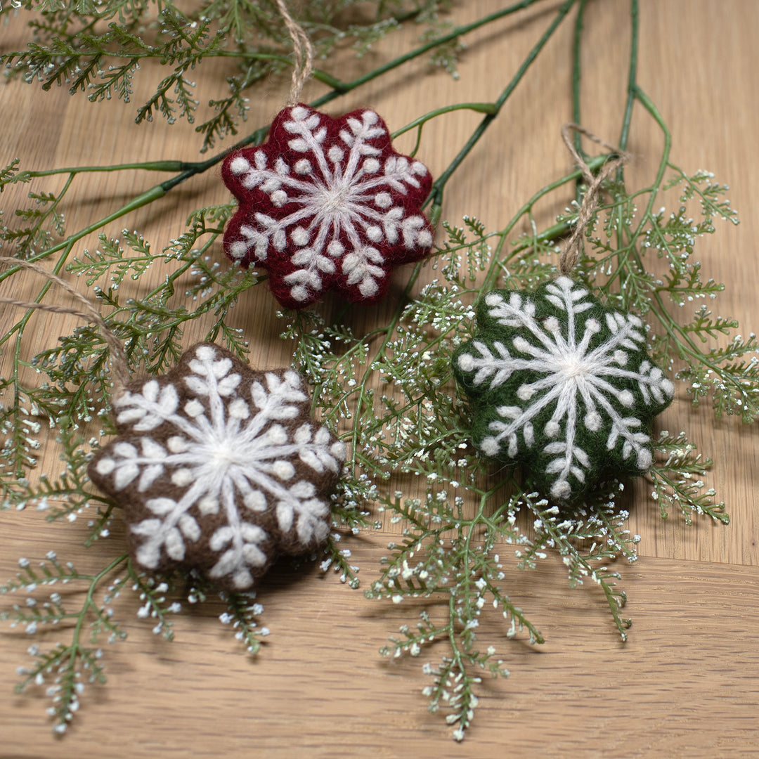 Gamcha - Handmade Christmas Snowflake Decorations - Set Of 3 - Mabel & Fox