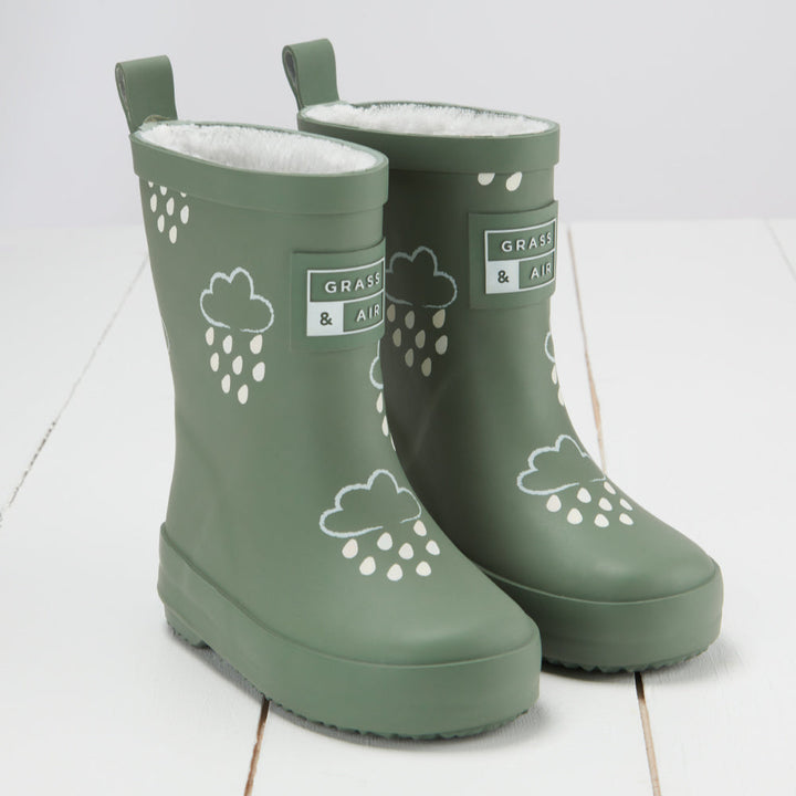 Grass & Air - Colour-Changing Cloud Wellies - Khaki - Mabel & Fox