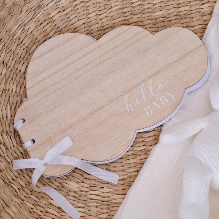Ginger Ray - Wooden Hello Baby - Cloud Baby Shower Guest Book