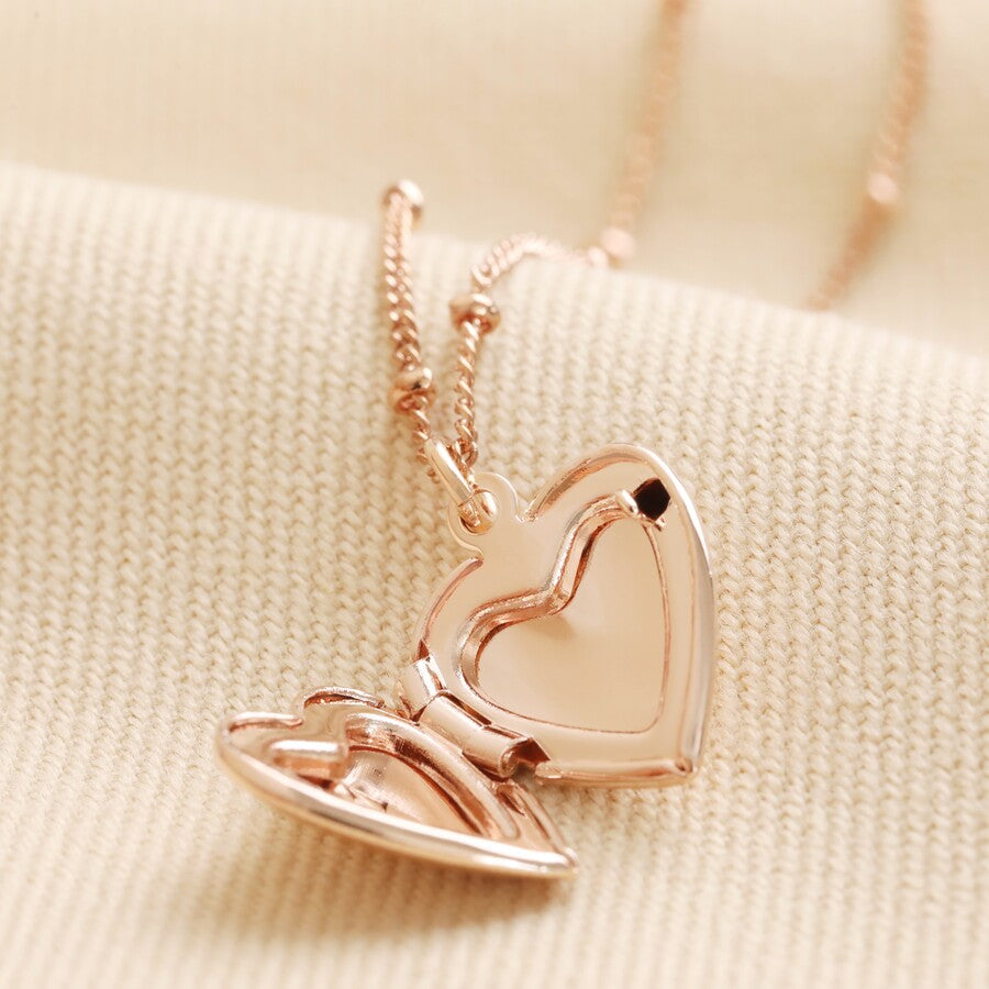 Lisa Angel - Heart Locket Necklace - Rose Gold