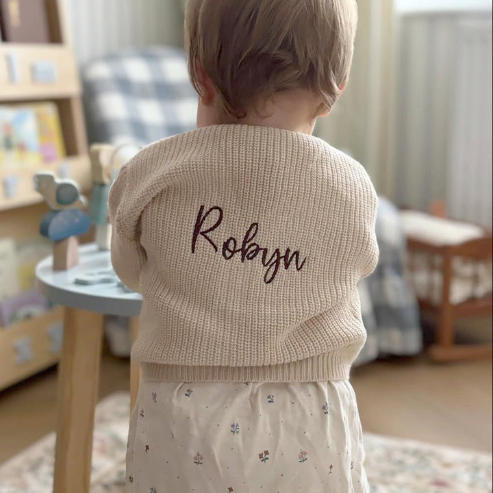 Mabel & Fox - Personalised Knitted Cardigan - Taupe