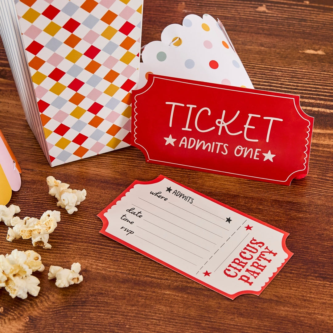 HootyBalloo By Green Club - Circus Party Ticket Invitations - Pack of 8 - Mabel & Fox
