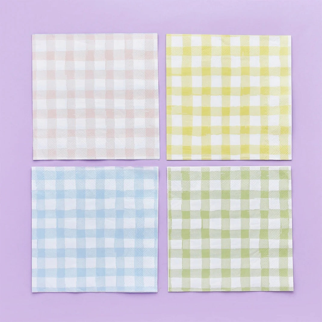 HootyBalloo By Green Club - Gingham Paper Napkins - (8 Pack) - Mabel & Fox