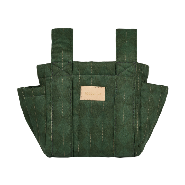 Nobodinoz – Hyde Park Stroller Organiser – Forest Green Diamonds - Mabel & Fox