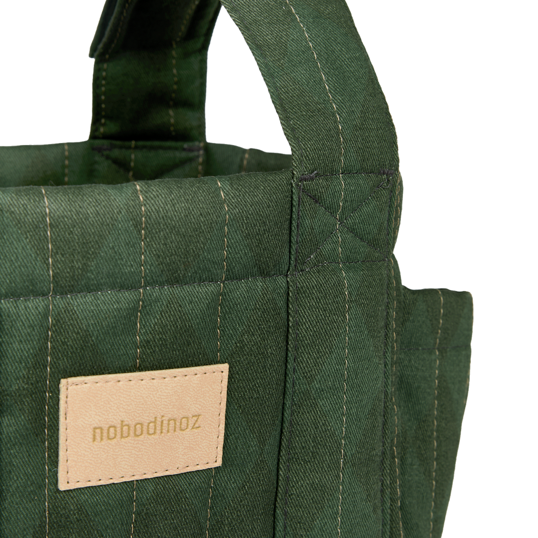 Nobodinoz – Hyde Park Stroller Organiser – Forest Green Diamonds - Mabel & Fox