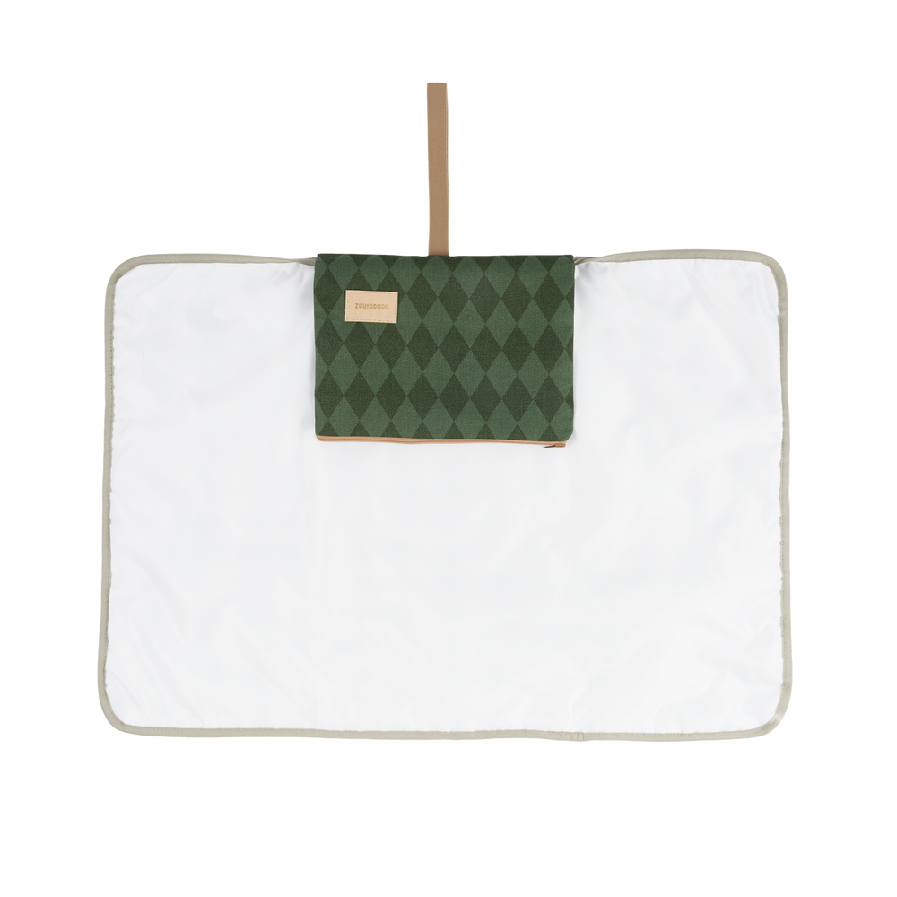 Nobodinoz – Hyde Park Waterproof Changing Pad – Forest Green Diamonds - Mabel & Fox
