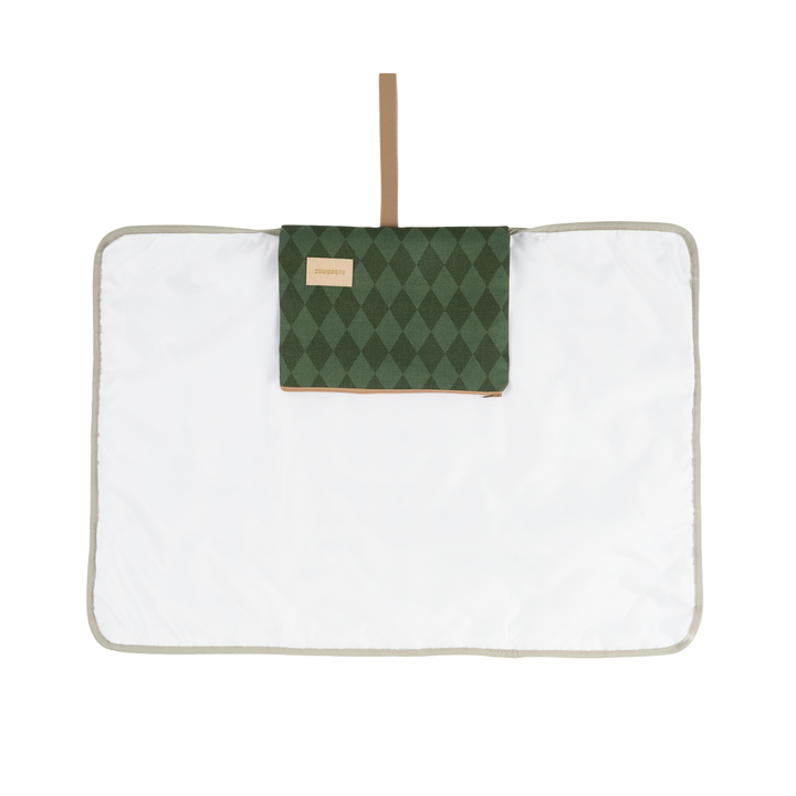 Nobodinoz – Hyde Park Waterproof Changing Pad – Forest Green Diamonds - Mabel & Fox