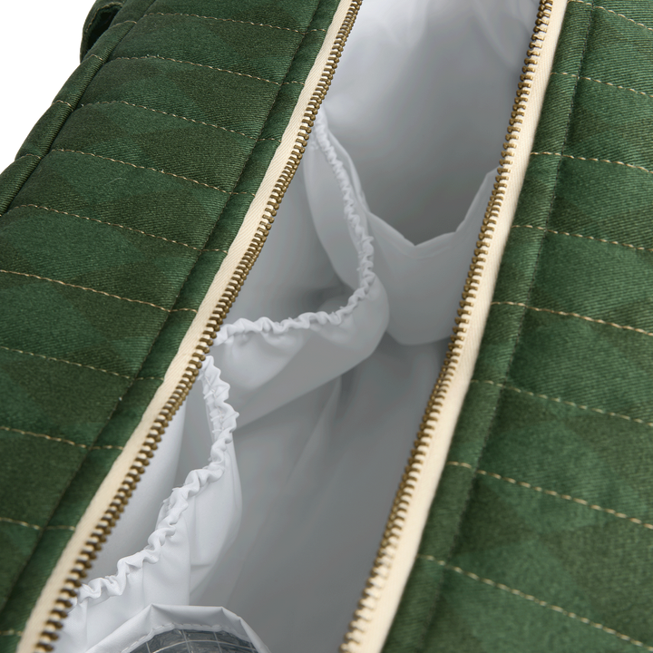Nobodinoz – Hyde Park Waterproof Stroller Bag – Forest Green Diamonds - Mabel & Fox