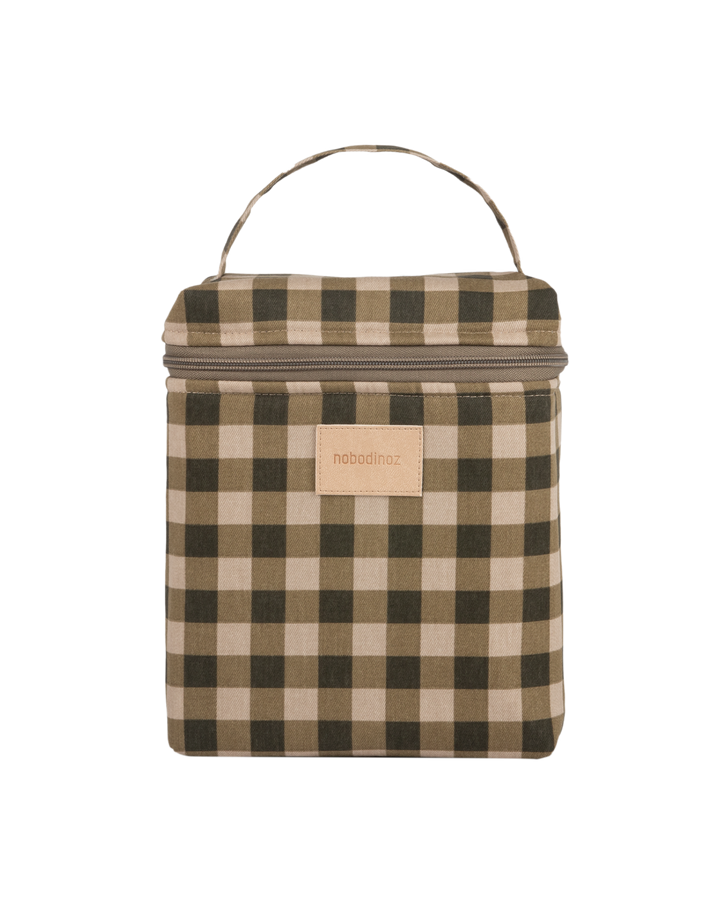 Nobodinoz-Hyde Park Insulated Baby Bottle And Lunch Bag- Green Checks