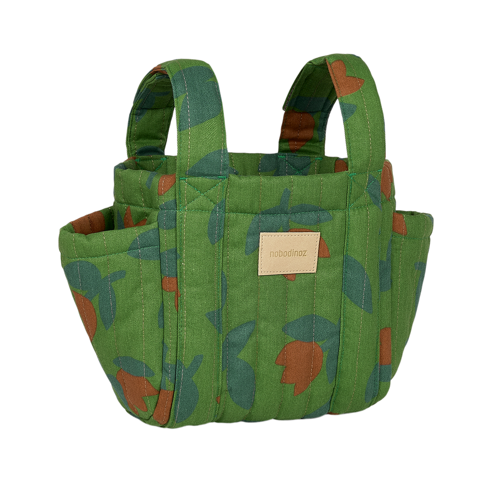 Nobodinoz - Hyde Park Stroller Organiser - Green Tulips - Mabel & Fox