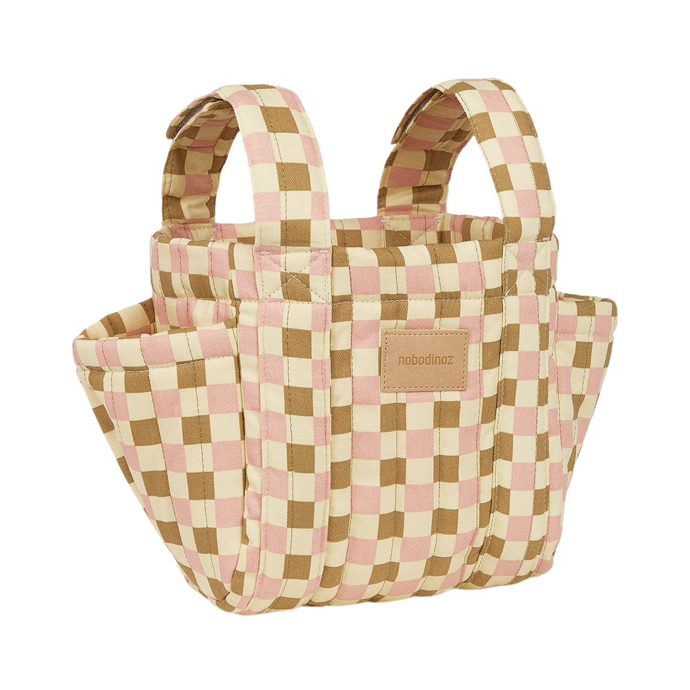 Nobodinoz - Hyde Park Stroller Organiser - Yellow Pink Mosaic - Mabel & Fox