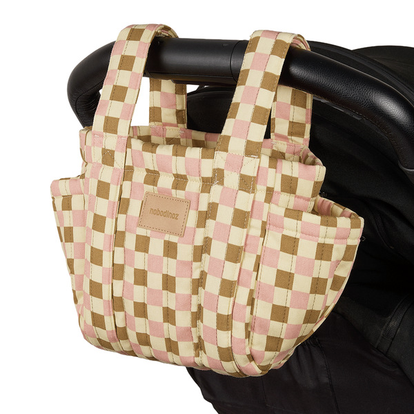 Nobodinoz - Hyde Park Stroller Organiser - Yellow Pink Mosaic - Mabel & Fox