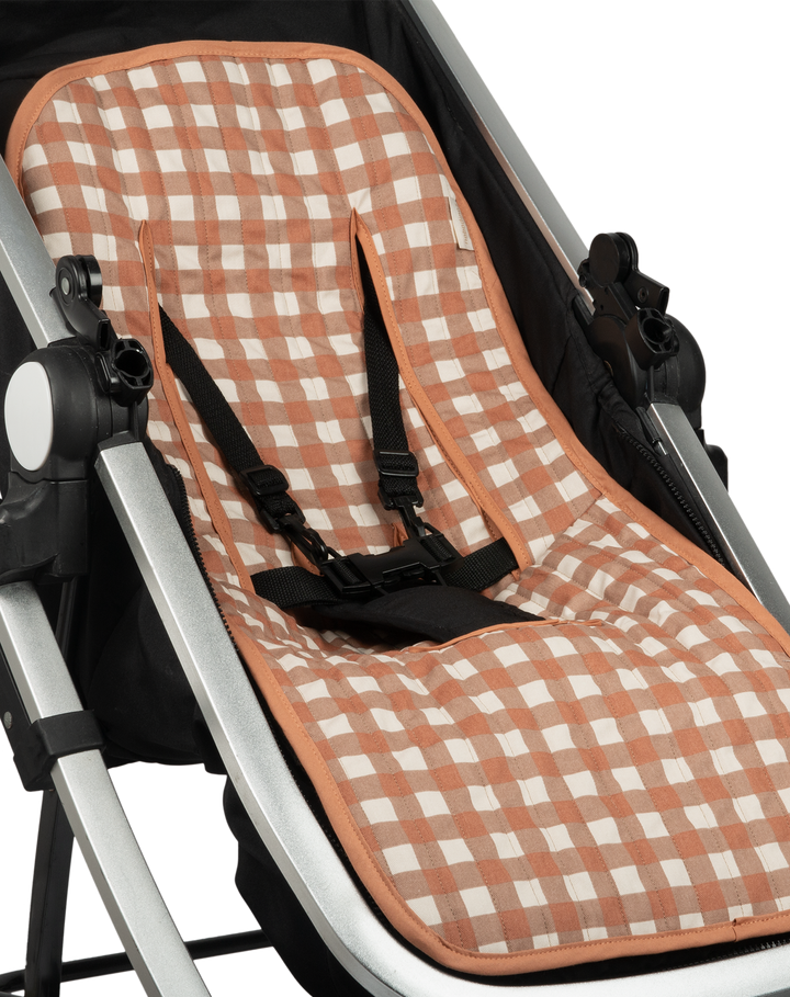 Nobodinoz- Hyde Park - Universal Stroller Pad- Terracotta Checks
