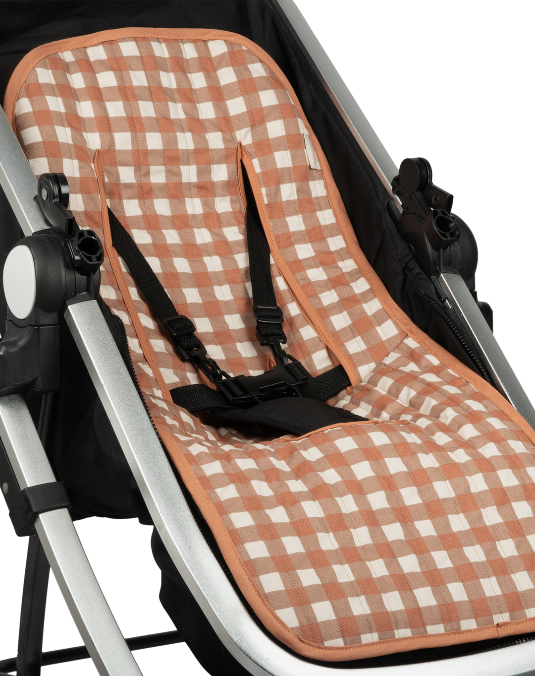 Nobodinoz- Hyde Park - Universal Stroller Pad- Terracotta Checks