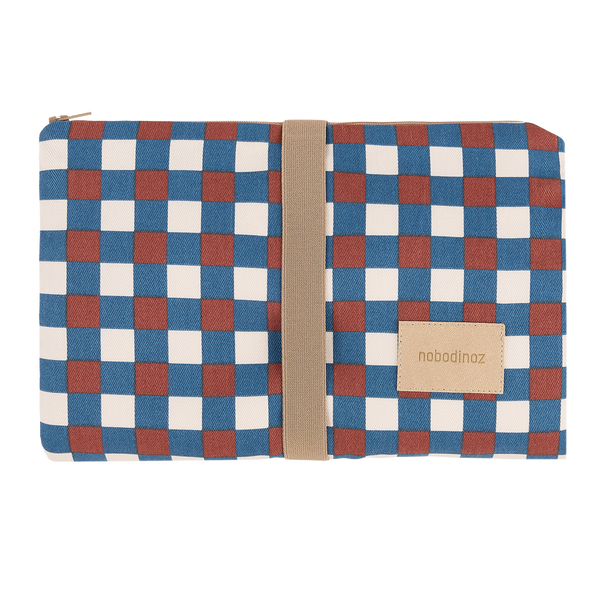 Nobodinoz- Hyde Park Waterproof Changing Pad - Blue Red Mosaic - Mabel & Fox
