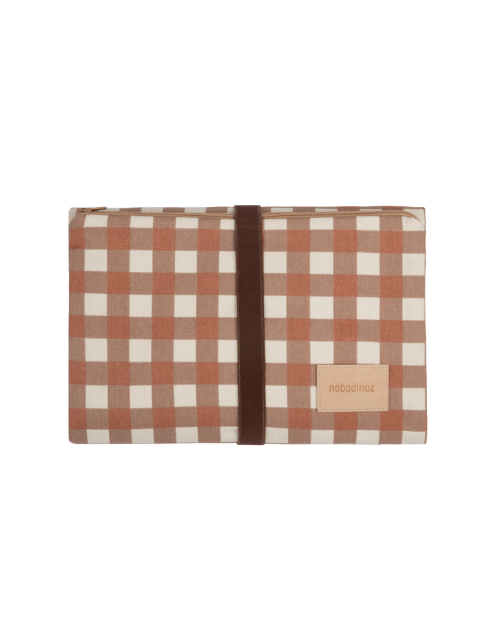 Nobodinoz-Hyde Park Waterproof Changing Pad- Terracotta Checks