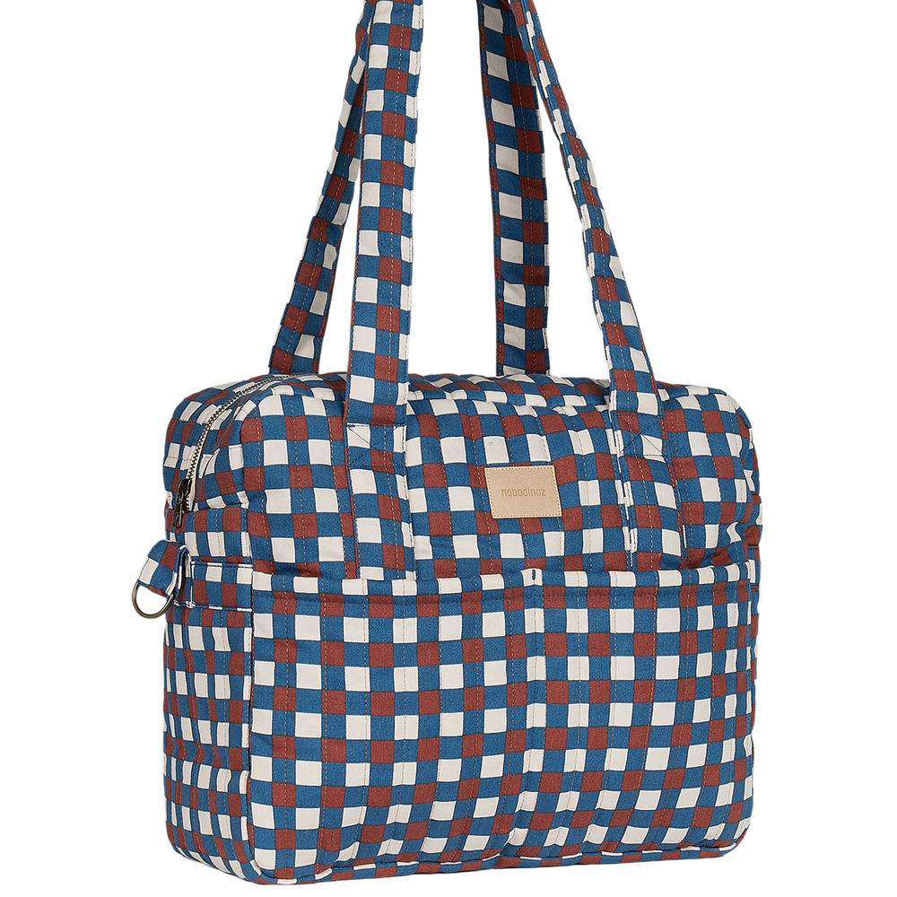 Nobodinoz - Hyde Park Waterproof Stroller Bag - Blue Red Mosaic - Mabel & Fox