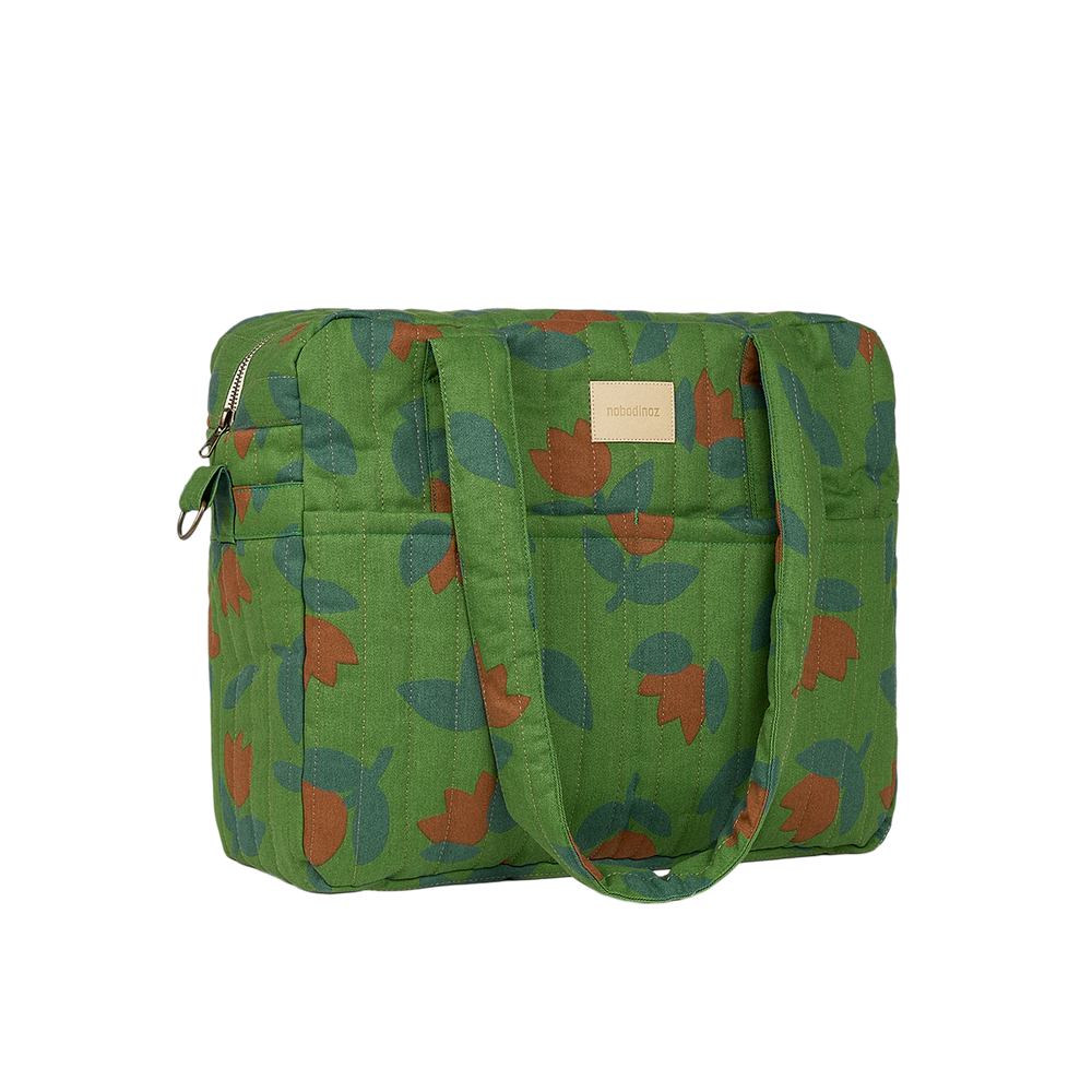 Nobodinoz - Hyde Park Waterproof Stroller Bag - Green Tulip - Mabel & Fox