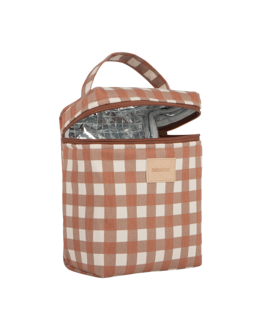 Nobodinoz-Hyde Park Insulated Baby Bottle And Lunch Bag- Terracotta Checks