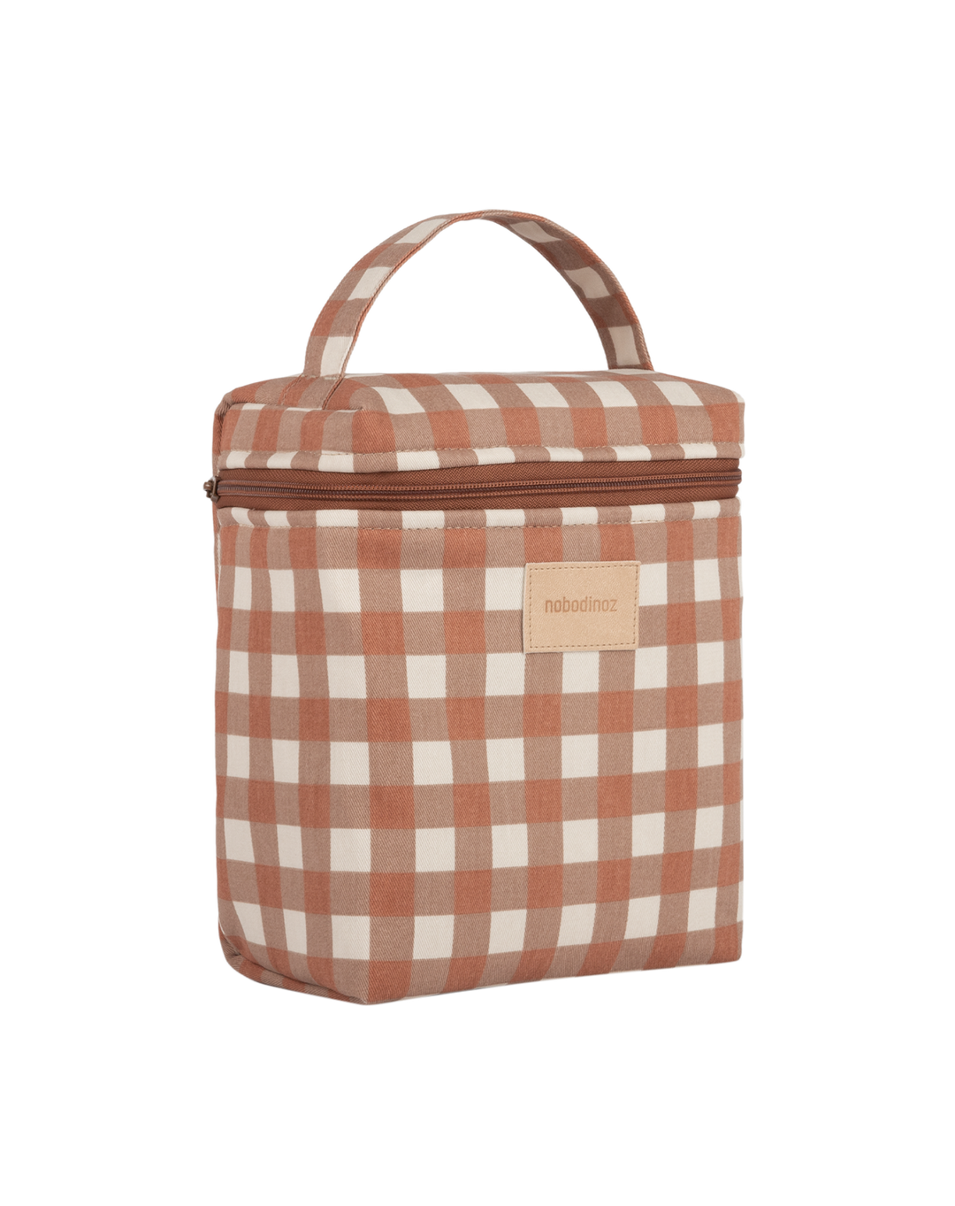 Nobodinoz-Hyde Park Insulated Baby Bottle And Lunch Bag- Terracotta Checks