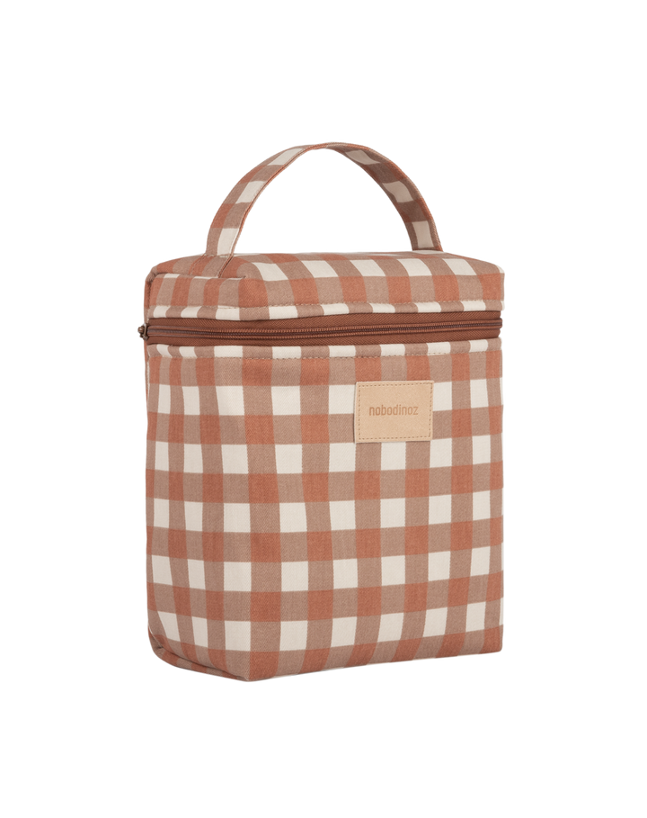 Nobodinoz-Hyde Park Insulated Baby Bottle And Lunch Bag- Terracotta Checks