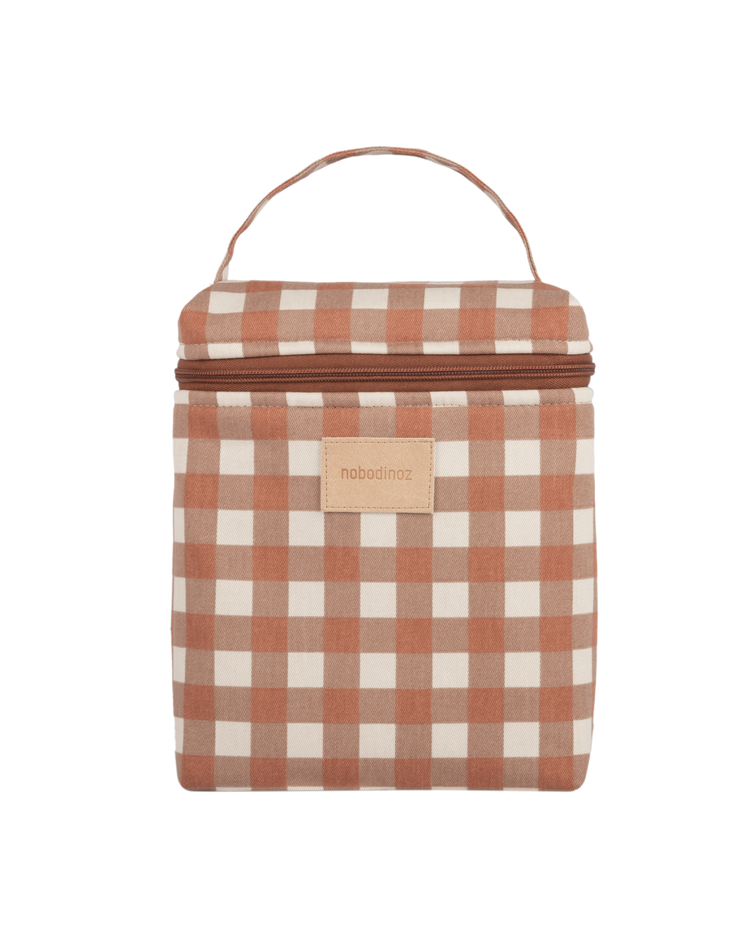 Nobodinoz-Hyde Park Insulated Baby Bottle And Lunch Bag- Terracotta Checks