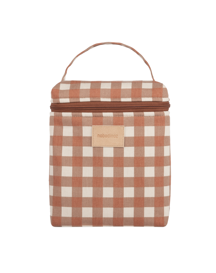 Nobodinoz-Hyde Park Insulated Baby Bottle And Lunch Bag- Terracotta Checks