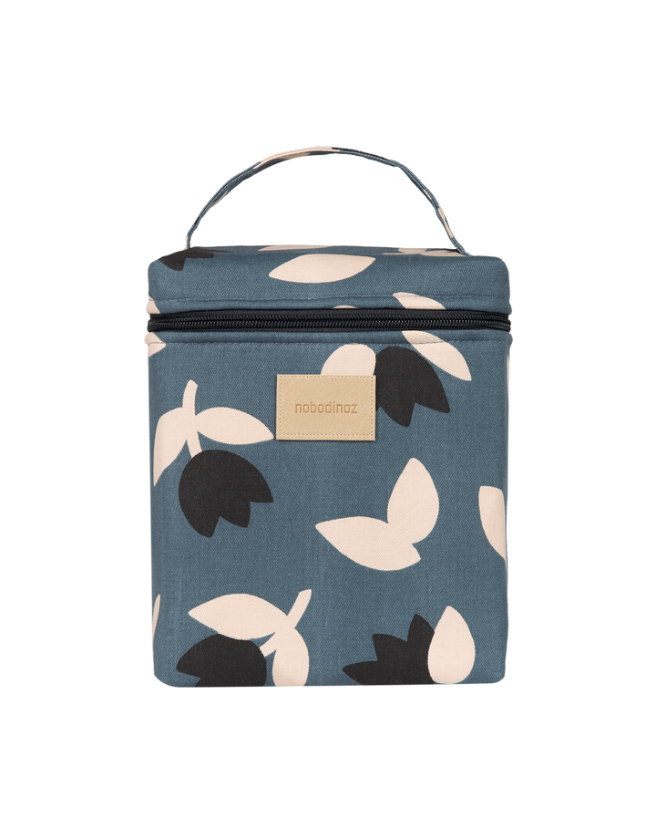 Nobodinoz - Hyde Park Insulated Baby Bottle And Lunch Bag - Blue Black Tulips