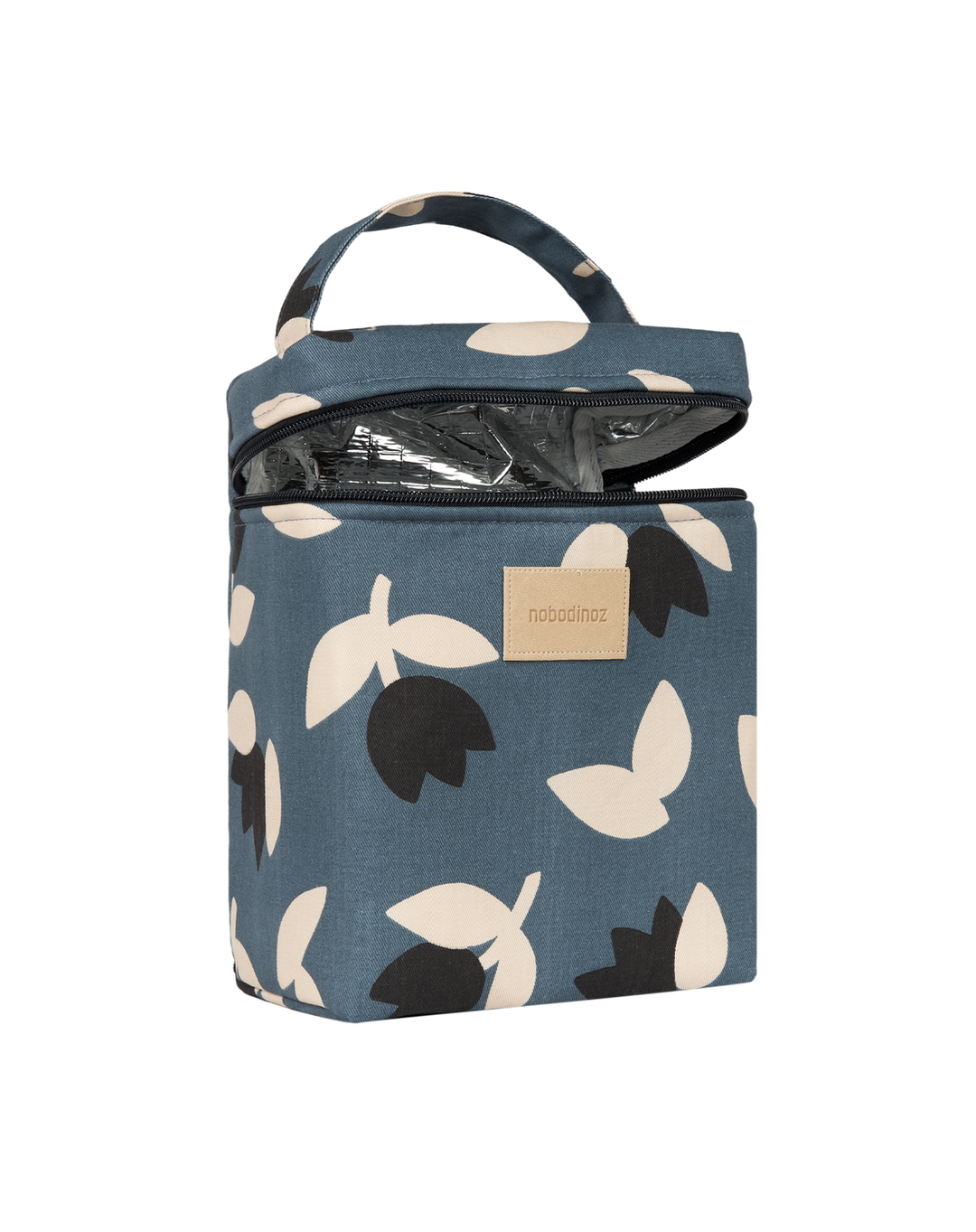 Nobodinoz - Hyde Park Insulated Baby Bottle And Lunch Bag - Blue Black Tulips