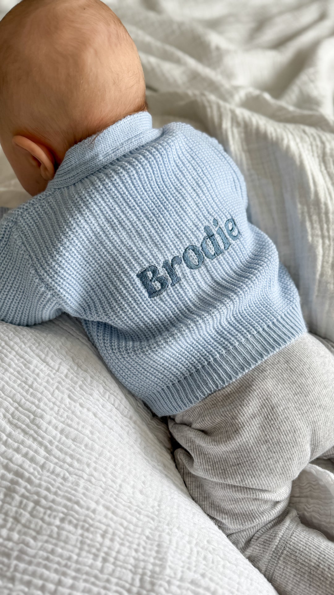 Mabel & Fox - Personalised Knitted Cardigan - Blue