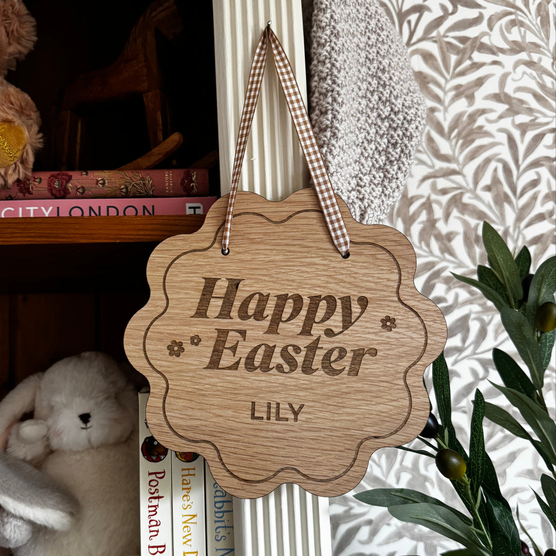Mabel & Fox - Personalised Wooden Sign - Happy Easter - Mabel & Fox