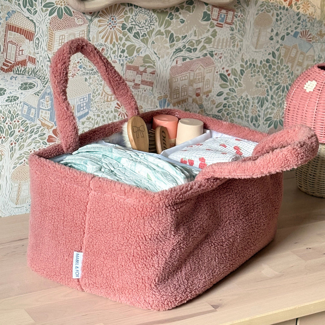 Mabel & Fox - Teddy Nappy Caddy - Rose Pink