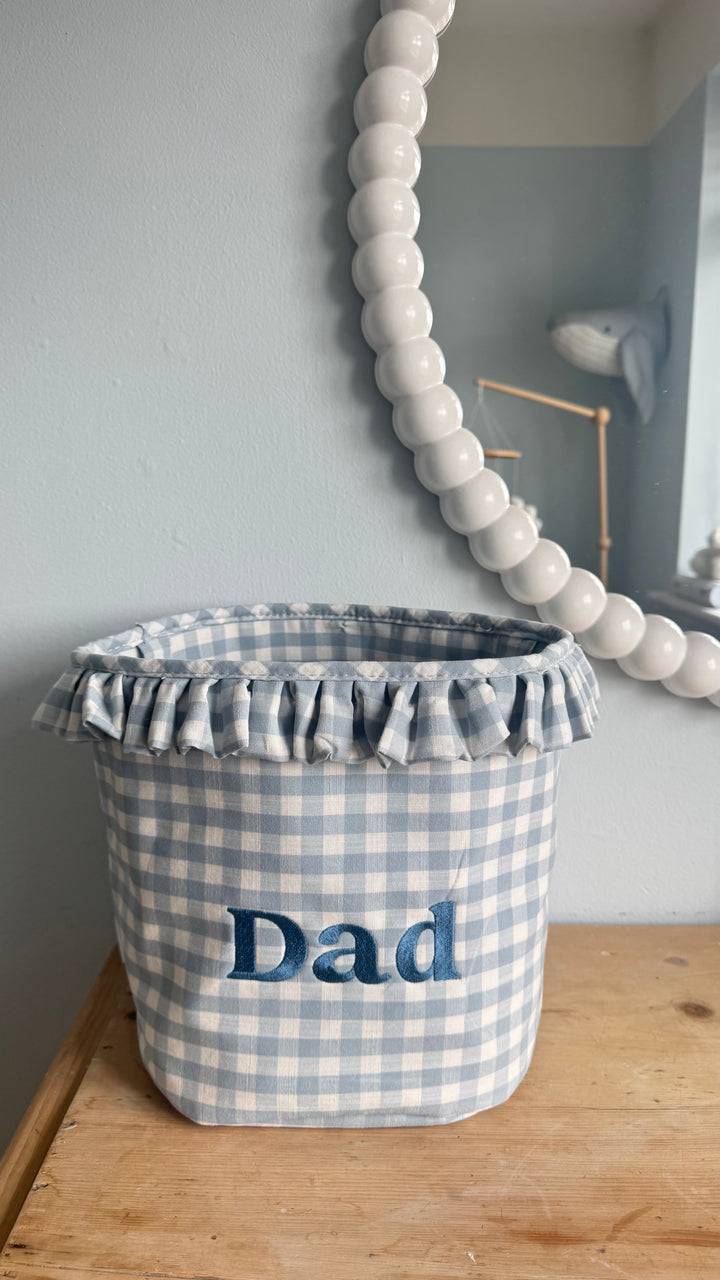 Mabel & Fox - Embroidered Gingham Ruffle Basket - Dad - Mabel & Fox