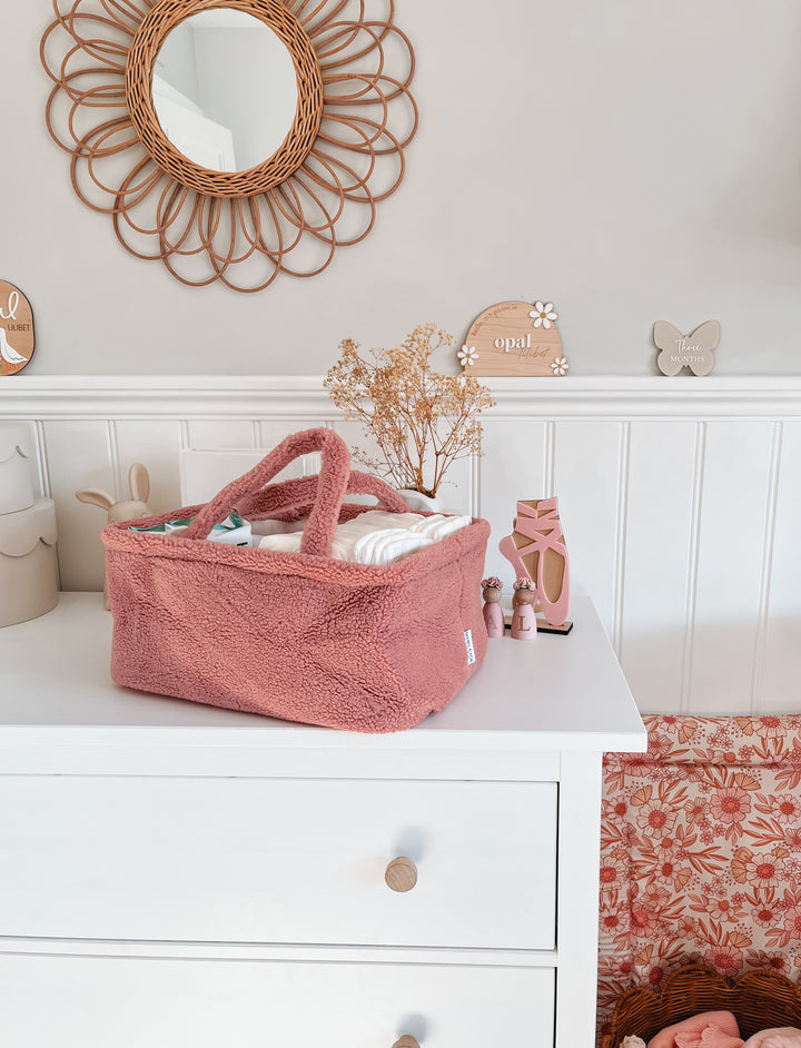 Mabel & Fox - Teddy Nappy Caddy - Rose Pink