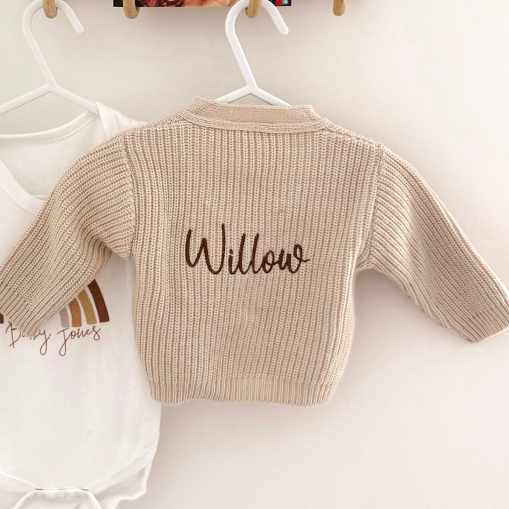 Mabel & Fox - Personalised Knitted Cardigan - Taupe
