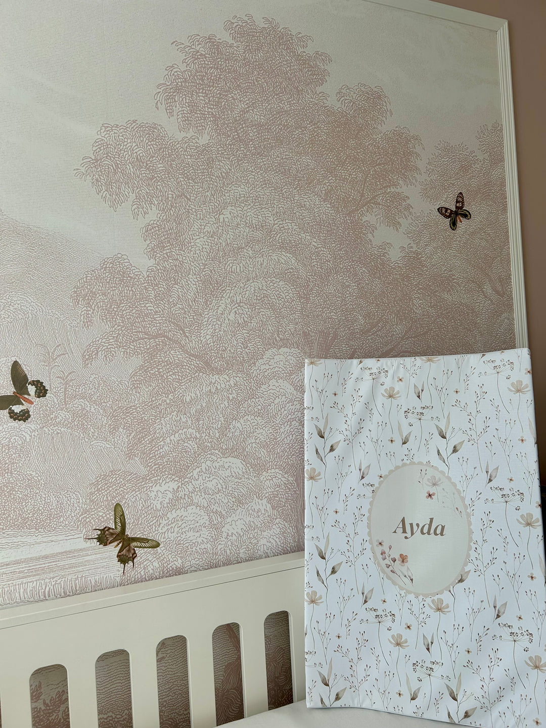 Mabel & Fox - Personalised Wedge Baby Changing Mat - Natural Wildflowers - Mabel & Fox