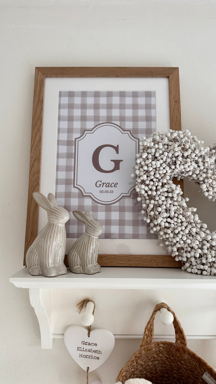 Mabel & Fox - Personalised Art Print - Blush Gingham - Mabel & Fox
