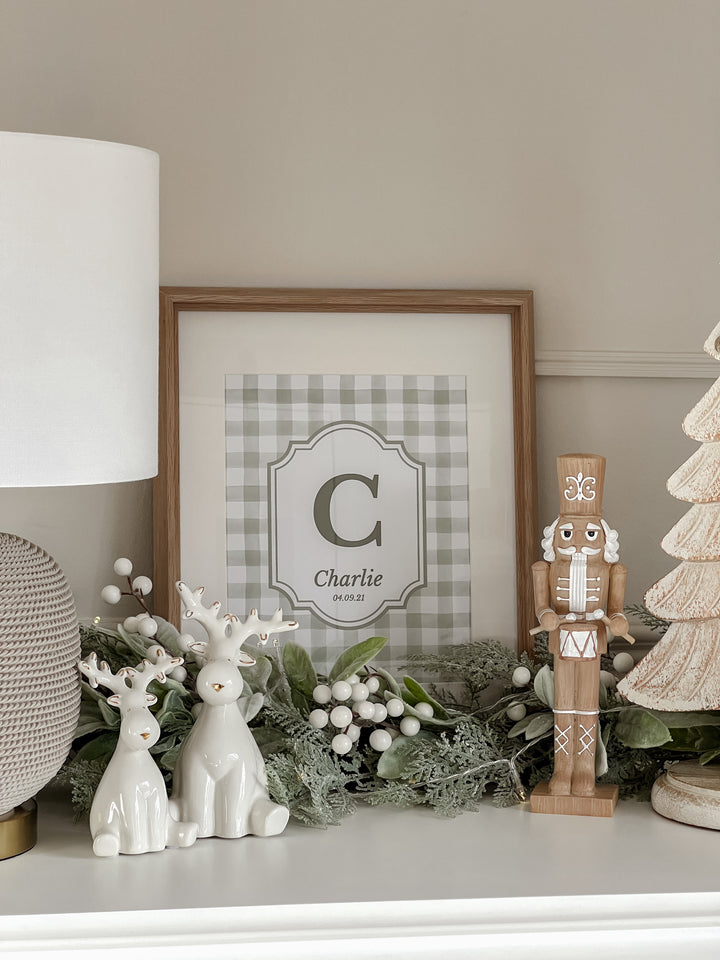 Mabel & Fox - Personalised Art Print - Sage Gingham