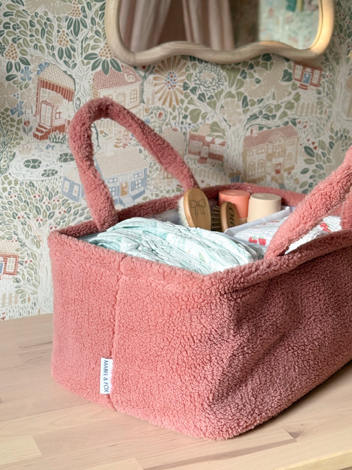 Mabel & Fox - Teddy Nappy Caddy - Rose Pink
