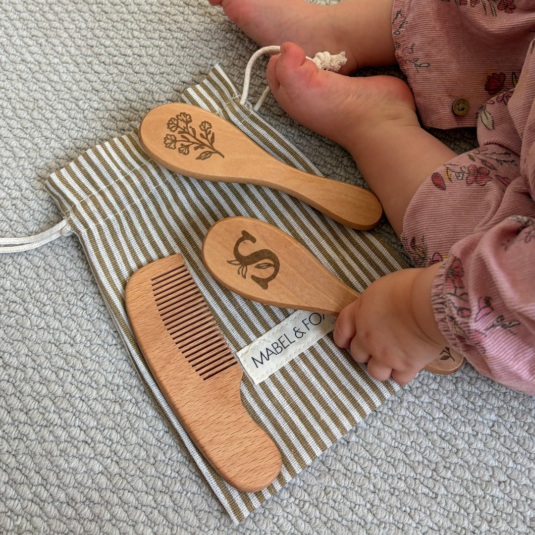 Mabel & Fox - Personalised Wooden Brush Set - Wildflower