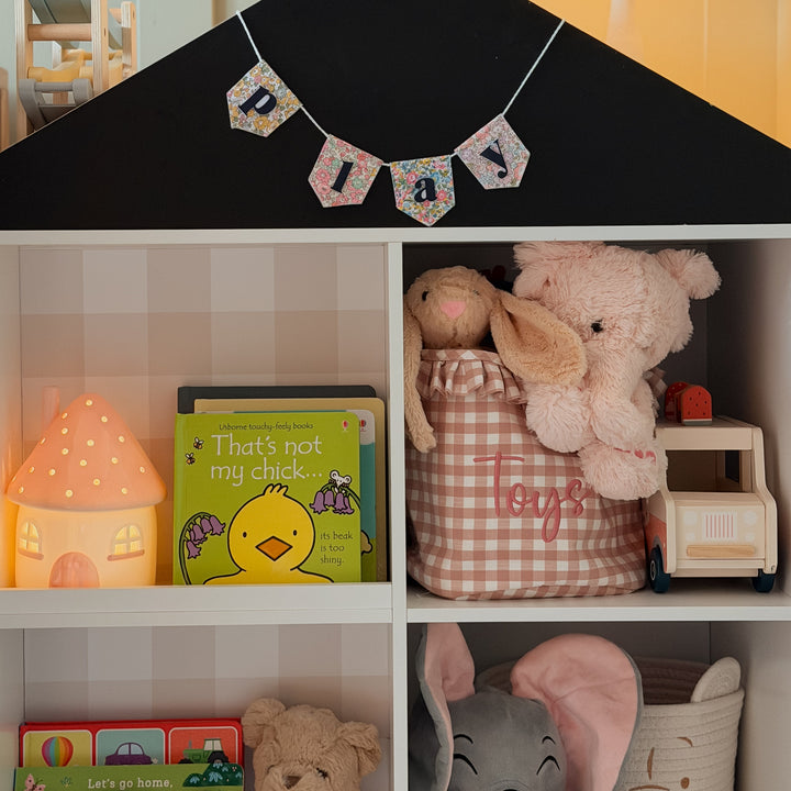 Mabel & Fox - Personalised Gingham Ruffle Basket - Pink