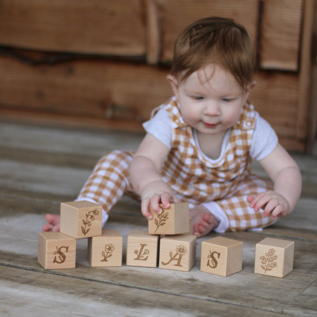 Mabel & Fox - 4 Pcs Wooden Block Set - Wildflower - Mabel & Fox