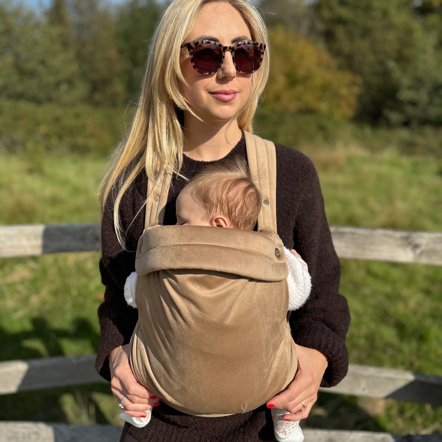 Bizzi Growin - Nomad Velvet Baby Carrier - Almondine | Mabel & Fox