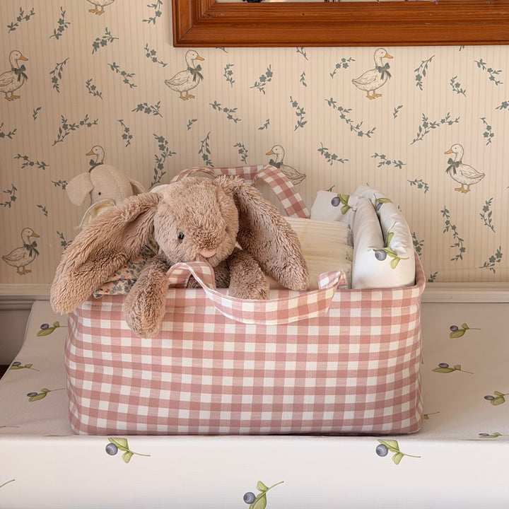 Mabel & Fox - Gingham Nappy Caddy - Pink