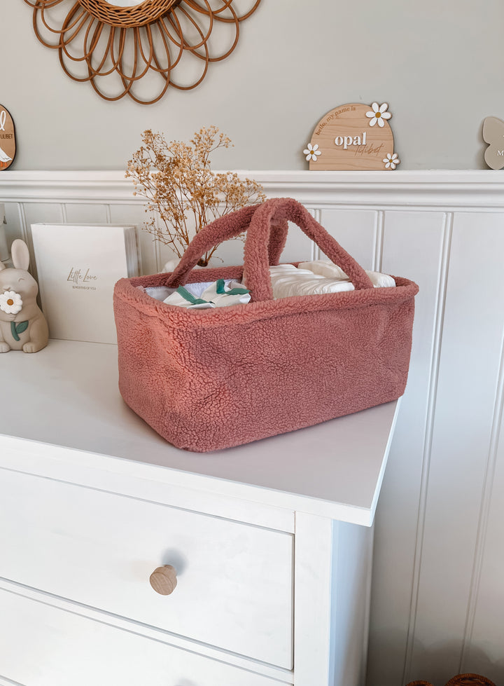 Mabel & Fox - Teddy Nappy Caddy - Rose Pink